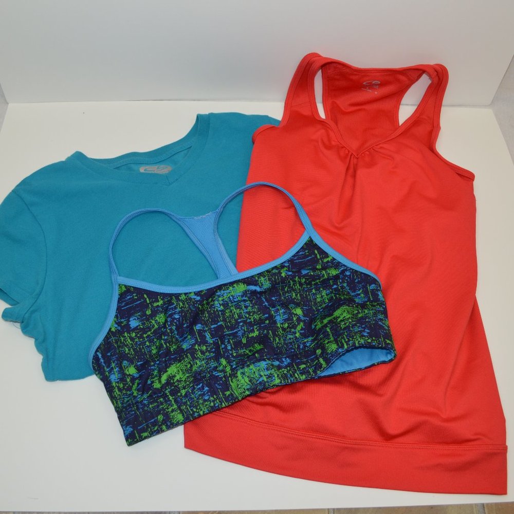 C9 women's small workout bundle tee, tank and bra